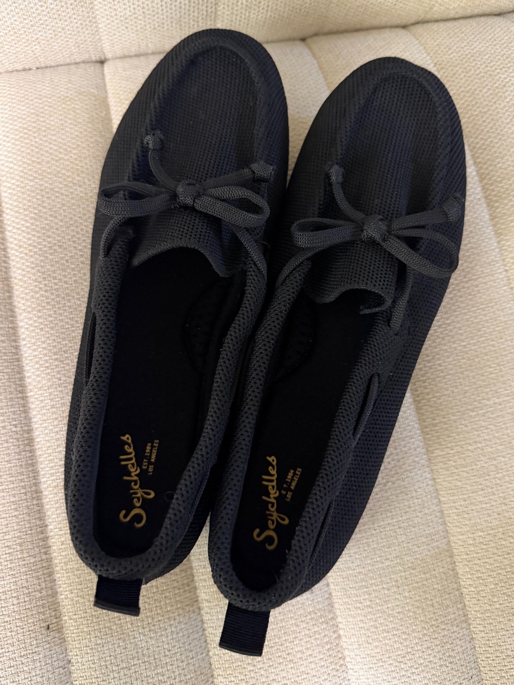 Seychelles Black Knit Bow Slip-On Flats